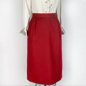 Bright Red Vintage Pleated Straight Skirt Size 8